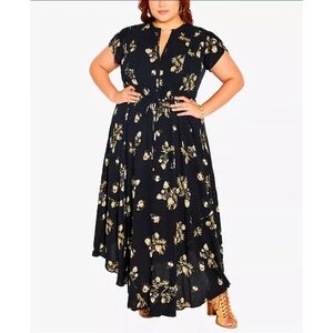 City Chic - Starling Reine Boho Black Maxi Dress - Size 20